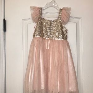 Girls pink tool and sequin dress